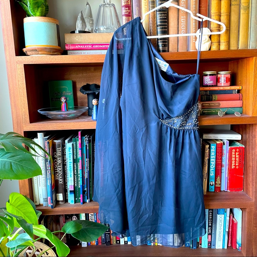 Free People blue one shoulder cocktail dress